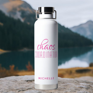 Chaos Coördinator Roze Calligrafie-scriptnaam Waterfles