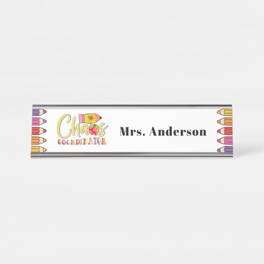 Chaos Coordinator Teacher Gift Bureau Naambordje (Voorkant)