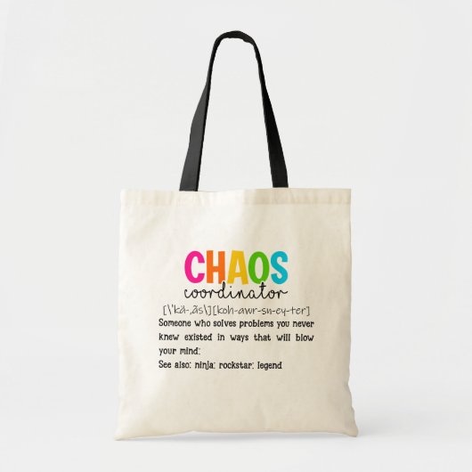 Chaos Coördinator terug naar school Tote Bag (Voorkant)
