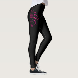 Chaos Coordinator Typografische Black Hot Pink Leggings