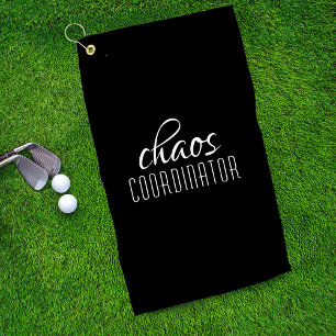 Chaos Coordinator Zwart-wit Typografische Tekst Golfhanddoek