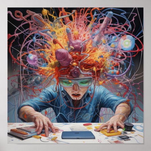 Chaos créatif - Poster coloré Messy Cerveau (Devant)