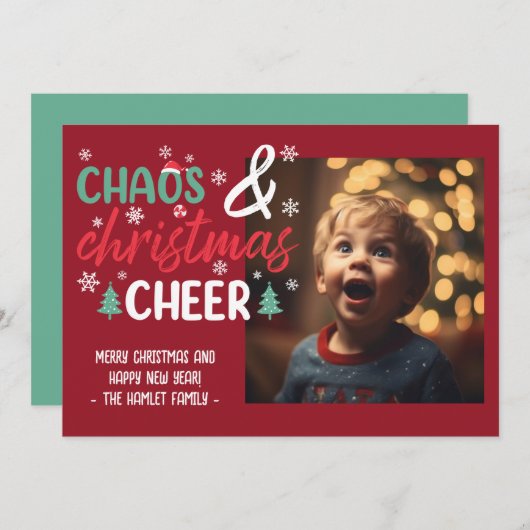 Chaos en Kerstmis Cheer Grappig Feestdagenkaart (Voorkant / Achterkant)