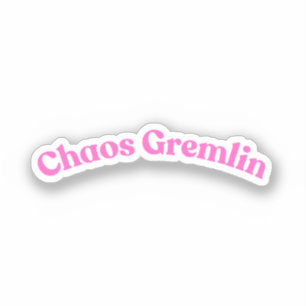 Chaos Gremlin Grappige Roze Bubbel Letter Sticker