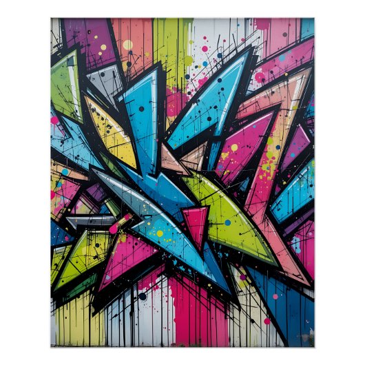 Chaos & Harmony: Abstract Graffiti Explosion Post Perfect Poster (Voorkant)