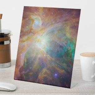 Chaos in het hart van Orion: Spitzer Hubble-compos Reclamebord Met Voetstuk