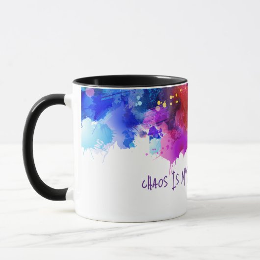 Chaos is mijn comfortzone – Abstract Art T-shirt Mok (Links)