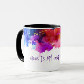 Chaos is mijn comfortzone – Abstract Art T-shirt Mok (Voorkant links)