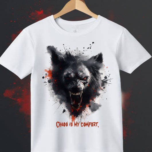 Chaos Is My Comfort | Dark Wolf Grunge Art T-Shirt
