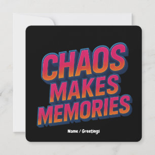 Chaos maakt herinneringen retro synthwave ontwerp kaart