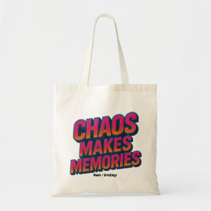 Chaos maakt herinneringen retro synthwave ontwerp tote bag