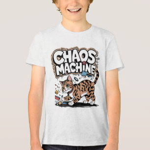 Chaos Machine Bengaalse kat Grappig Ontwerp Tri-Blend Shirt