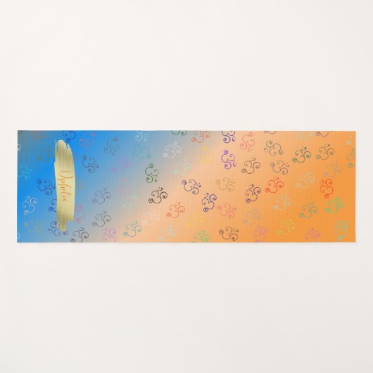 Chaos OMs | Oranje en blauwe ombre, om Yogamat (Voorkant (horizontaal))