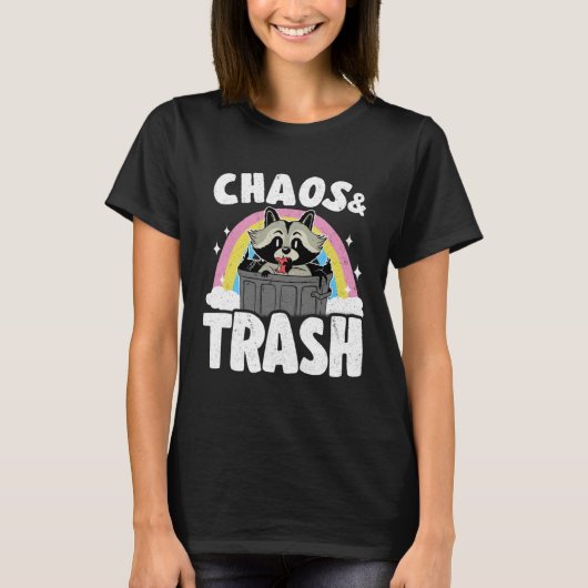 Chaos & Trash Garbage Panda Rainbow Raccoon T-shirt (Voorkant)