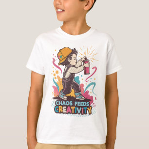 Chaos Voedt Creativiteit – Retro Graffiti Pop Art T-shirt