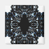 Chaotic Abstract Blue on Black and White Fluid Art Magneet (Voorkant)