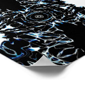 Chaotic Abstract Blue on Black and White Fluid Art Poster (Hoek)
