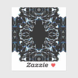 Chaotic Abstract Blue on Black and White Fluid Art Sticker