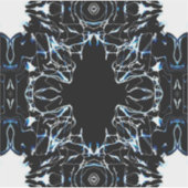 Chaotic Abstract Blue on Black and White Fluid Art Sticker (Voorkant)