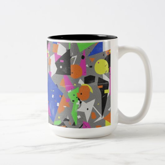 Chaotic Abstract Two-Tone Mug | Colorful Overlappi (Droit)