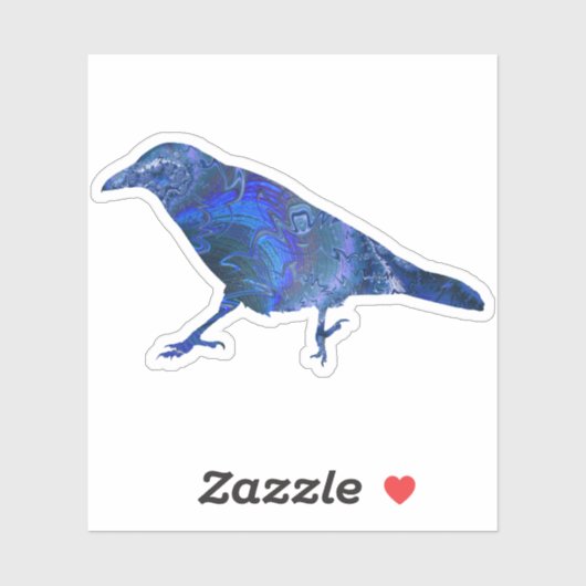 Chaotic Blue Fractal Raven of Blackbird of Crow Sticker (Vel)