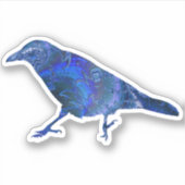 Chaotic Blue Fractal Raven of Blackbird of Crow Sticker (Voorkant)