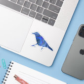 Chaotic Blue Fractal Raven of Blackbird of Crow Sticker (Laptop met iPhone)