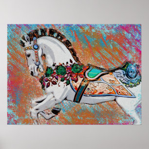 Chaotic Carousel Horse - Helderkleurig Poster