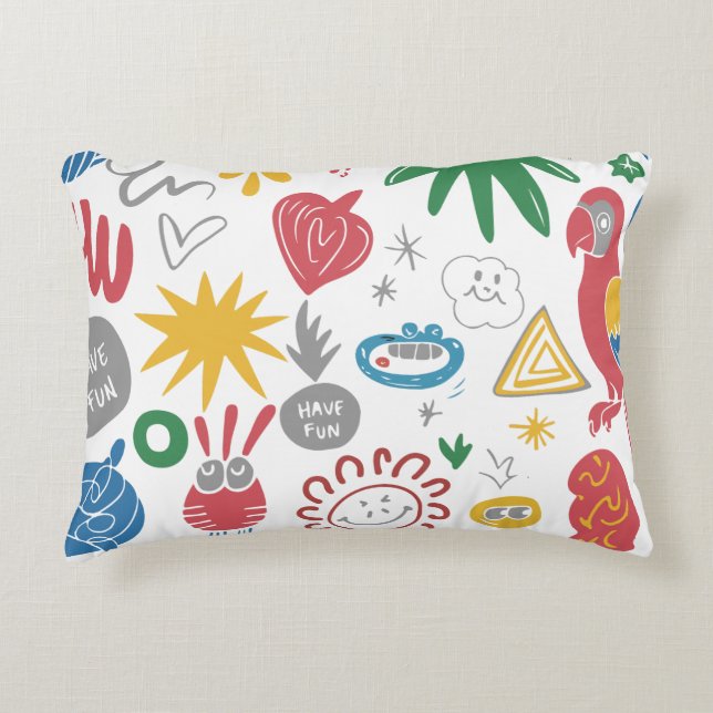 Chaotic Doodle Art Shirt – Leuke Abstracte sketch  Accent Kussen (Voorkant)