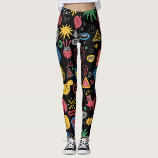 Chaotic Doodle Art Shirt – leuke Abstracte sketch Leggings
