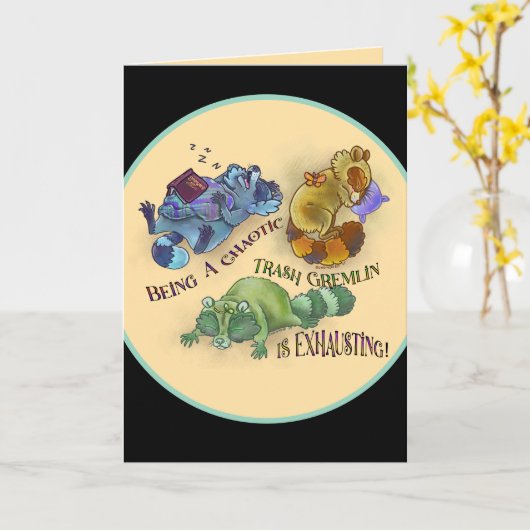 Chaotic Trash Gremlin, sleepy raccoons Kaart (Gele Bloem)