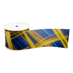 Chaotisch Helder Neon Geel Cyaan Abstracte Lijnen Lint