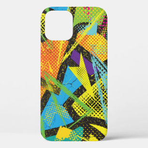 Chaotisch neon: Abstract graffitipatroon. iPhone 12 Hoesje