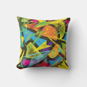 Chaotisch neon: Abstract graffitipatroon. Kussen