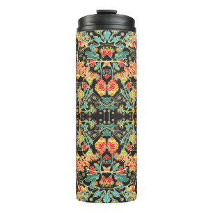 Chaotische bloemen: abstract patroon. thermosbeker