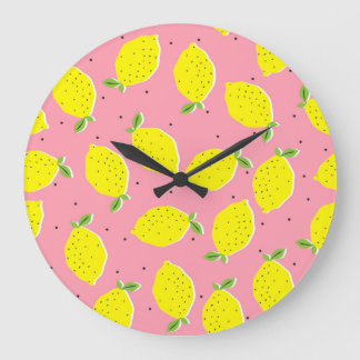 Chaotische citroenen roze polka: Citrus patroon Grote Klok