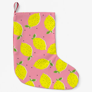 Chaotische citroenen roze polka: Citrus patroon Kleine Kerstsok