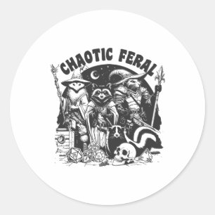 Chaotische Feral Funny Raccoon Possum Skunk Boardg Ronde Sticker