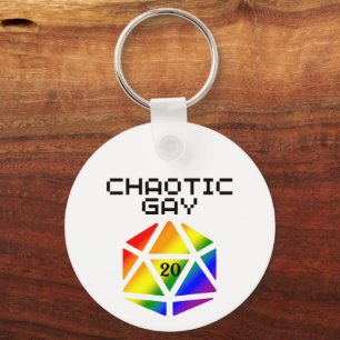 Chaotische Gay D20 – LGBTQ+ Pride DND Sleutelhanger