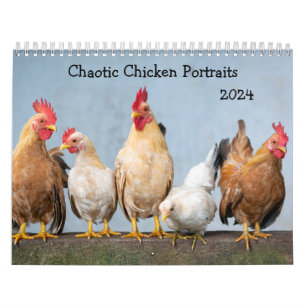 Chaotische kip portretten 2024 kalender