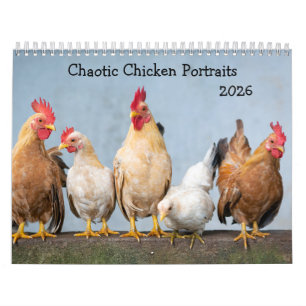 Chaotische kip portretten 2026 kalender