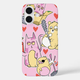 Chaotische schatjes liefde en chaos iPhone 16 hoesje