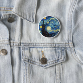 Chapa redonda de La noche estrellada de Van Gogh Ronde Button 5,7 Cm