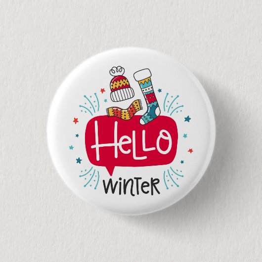 chapa redonda navideña hello winter ronde button 3,2 cm (Voorkant)
