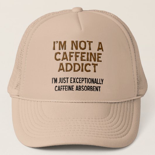 Chapeau casquette drôle absorbant la caféine (Devant)