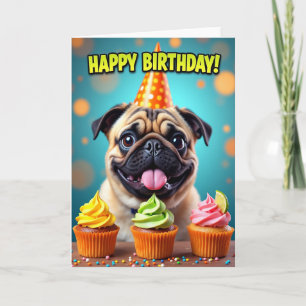 Chapeau de carte d'anniversaire pour chiot doux