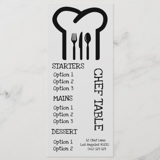Chapeau de chef moderne tendance menu de restauran (Devant)