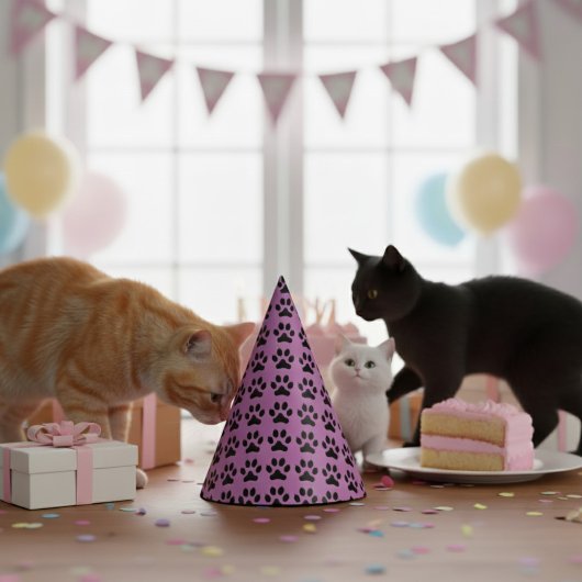 Chapeau de fête à empreinte de chat