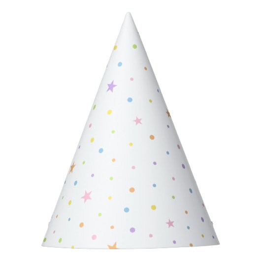 Chapeau de fête blanc confettis pastel (Devant)