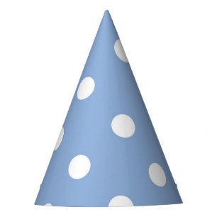 Chapeau de fête bleu Pervenche à pois blancs